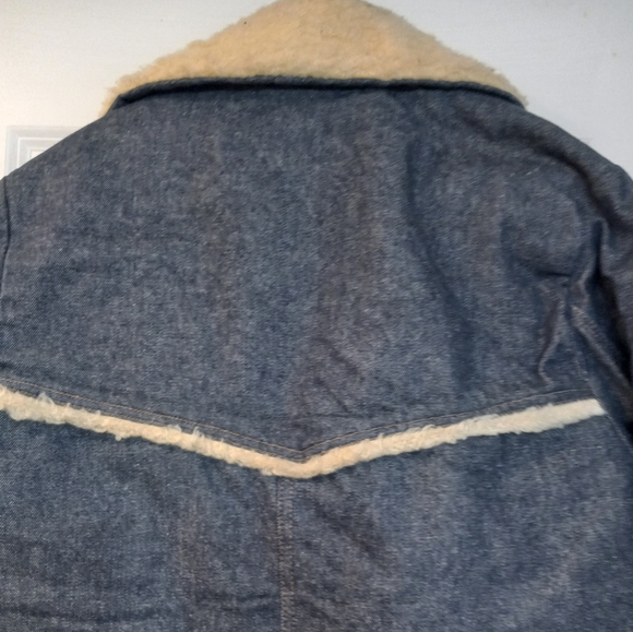 Vintage Sears Roebucks Denim Jacket Sherpa Lined Size 42 R western, - Picture 6 of 13